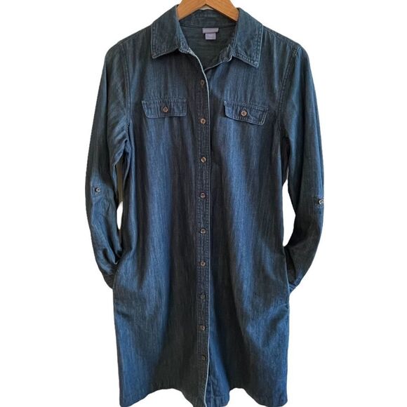 Laura Scott ~ long sleeved denim dress ~ two side pockets ~ size Small - Picture 1 of 12